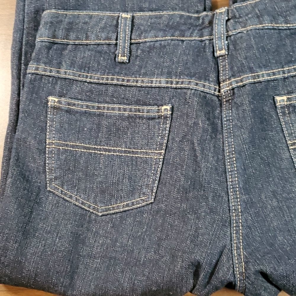 Dickies Red Plaid‎ Flannel Lined Dark Wash Straight Leg Denim Jeans 10 Tall - Picture 7 of 12